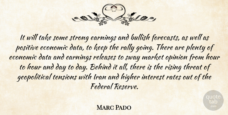 Marc Pado Quote About Behind, Bullish, Data, Earnings, Economic: It Will Take Some Strong...
