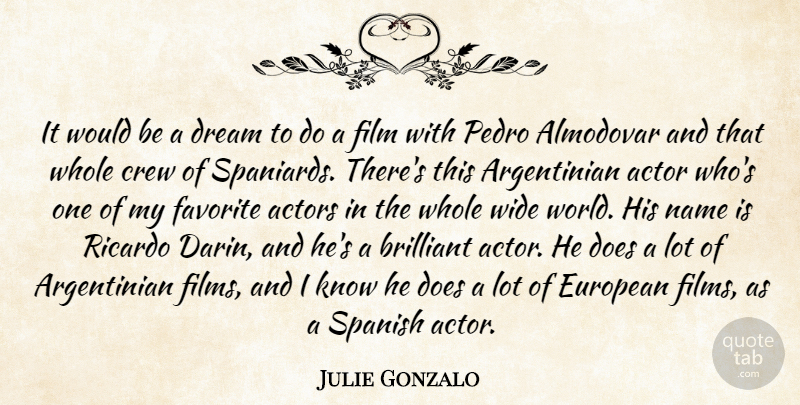Julie Gonzalo Quote About Brilliant, Crew, European, Spanish, Wide: It Would Be A Dream...