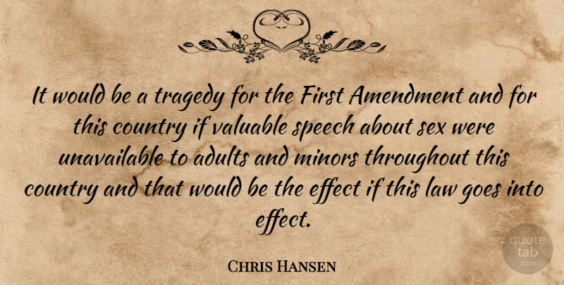 Chris Hansen Quote About Amendment, Country, Effect, Goes, Law: It Would Be A Tragedy...