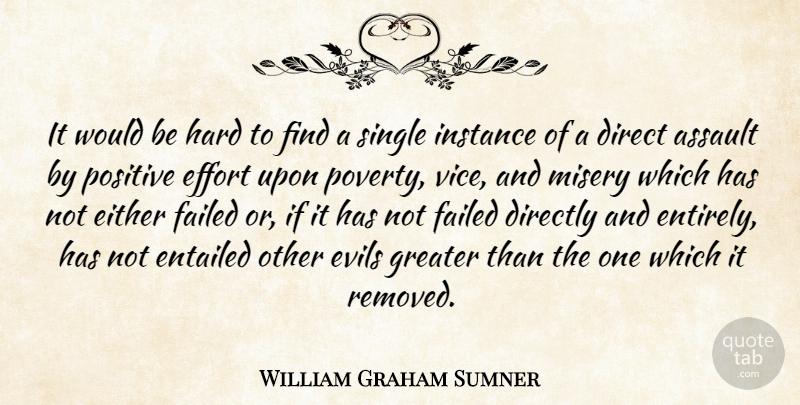 William Graham Sumner Quote About Evil, Effort, Poverty: It Would Be Hard To...