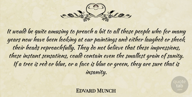 Edvard Munch Quote About Believe, Blue, Years: It Would Be Quite Amusing...