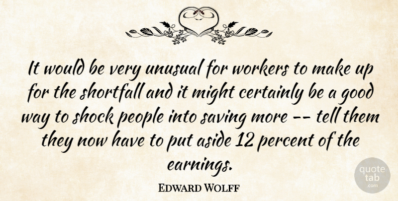 Edward Wolff Quote About Aside, Certainly, Good, Might, People: It Would Be Very Unusual...