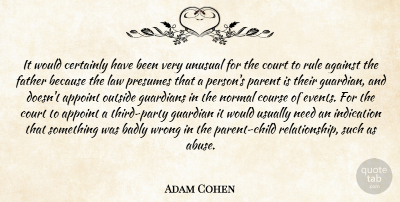 Adam Cohen Quote About Against, Badly, Certainly, Course, Court: It Would Certainly Have Been...