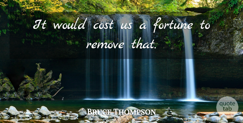 Bruce Thompson Quote About Cost, Fortune, Remove: It Would Cost Us A...