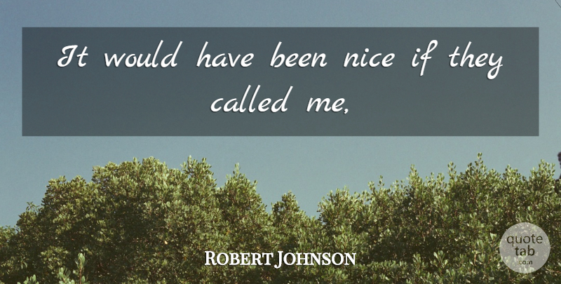 Robert Johnson Quote About Nice: It Would Have Been Nice...