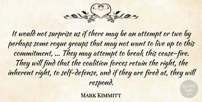 Mark Kimmitt Quote About Attempt, Break, Coalition, Fired, Forces: It Would Not Surprise Us...