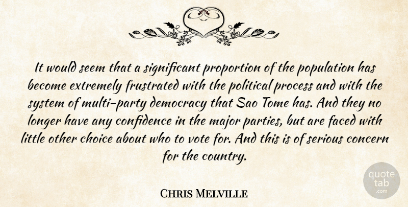 Chris Melville Quote About Choice, Concern, Confidence, Democracy, Extremely: It Would Seem That A...