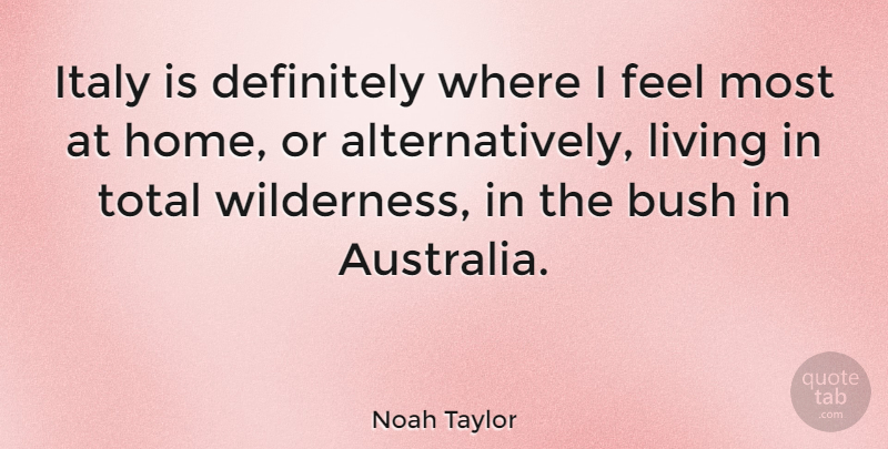 Noah Taylor Quote About Home, Australia, Individualism: Italy Is Definitely Where I...