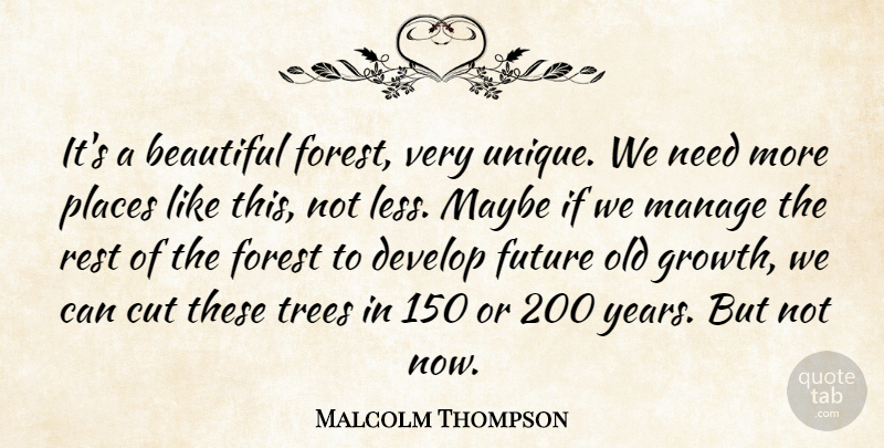 Malcolm Thompson Quote About Beautiful, Cut, Develop, Forest, Future: Its A Beautiful Forest Very...