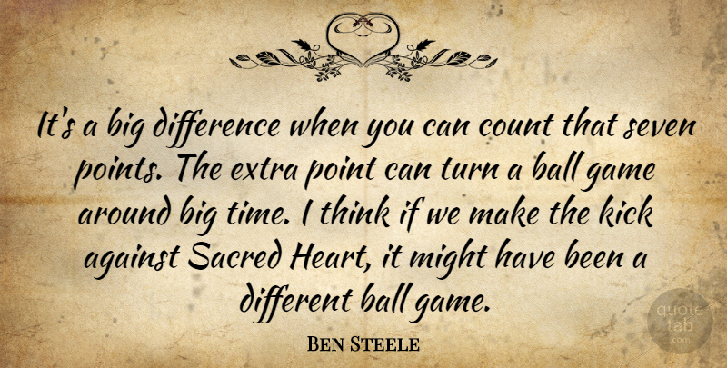 Ben Steele Quote About Against, Ball, Count, Difference, Extra: Its A Big Difference When...