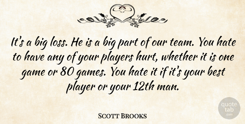 Scott Brooks Quote About Best, Game, Hate, Players, Whether: Its A Big Loss He...