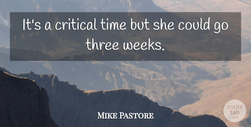 Mike Pastore Quote About Critical, Three, Time: Its A Critical Time But...