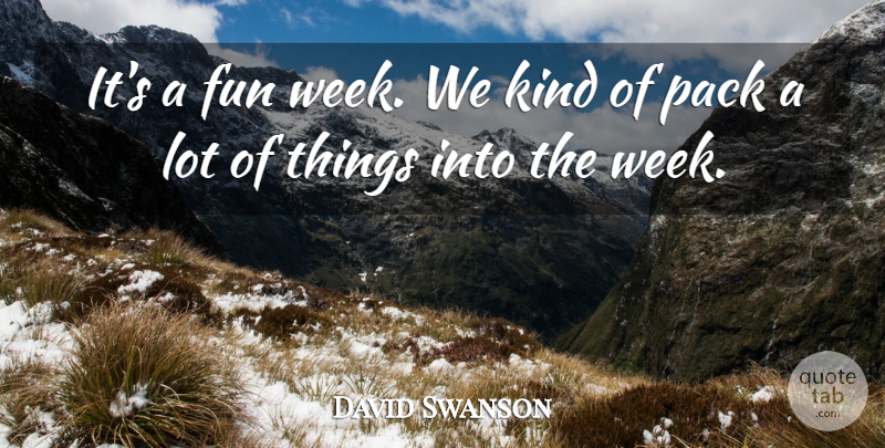 David Swanson Quote About Fun, Pack: Its A Fun Week We...