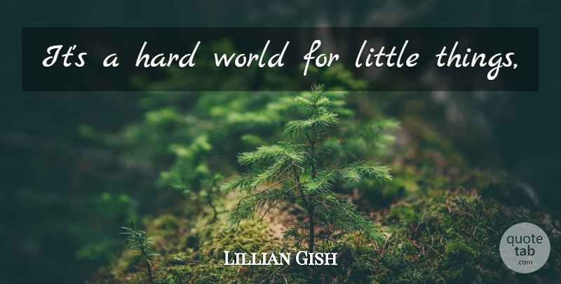 Lillian Gish Quote About Littles, World, Little Things: Its A Hard World For...