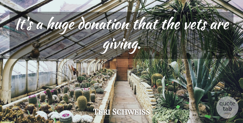 Teri Schweiss Quote About Donation, Huge: Its A Huge Donation That...