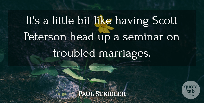 Paul Steidler Quote About Bit, Head, Seminar, Troubled: Its A Little Bit Like...