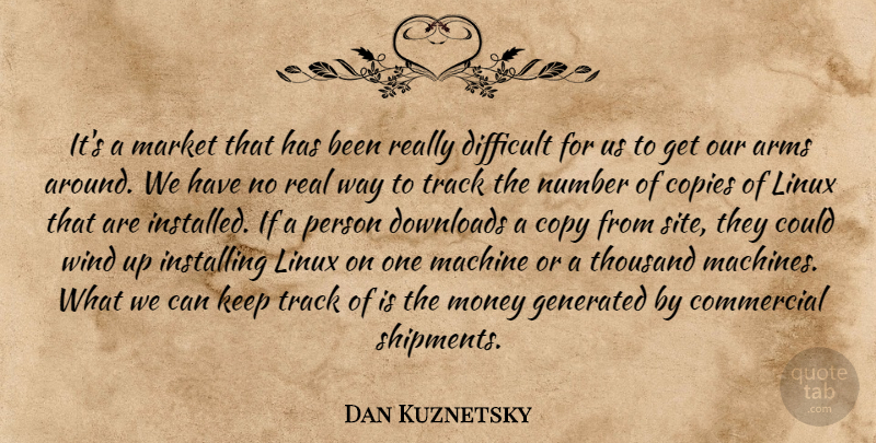 Dan Kuznetsky Quote About Arms, Commercial, Copies, Copy, Difficult: Its A Market That Has...