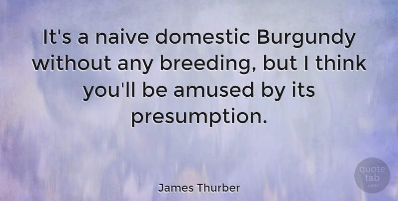 James Thurber Quote About Food, Wine, Thinking: Its A Naive Domestic Burgundy...