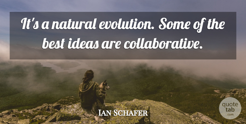 Ian Schafer Quote About Best, Evolution, Ideas, Natural: Its A Natural Evolution Some...