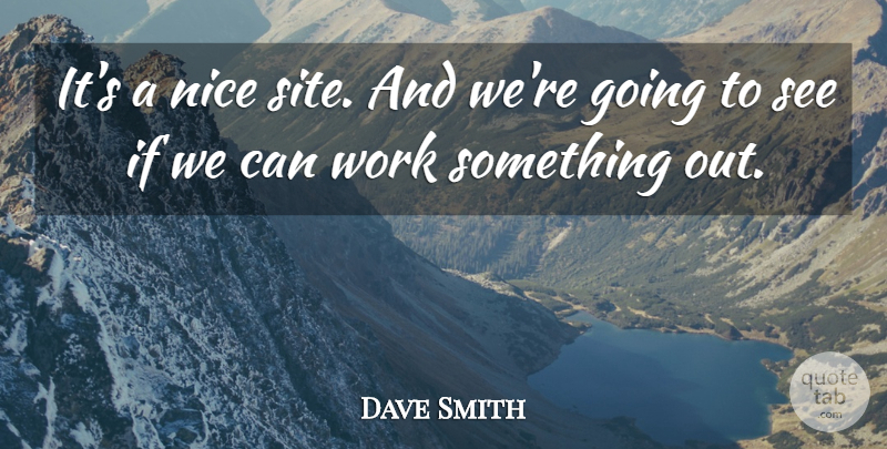 Dave Smith Quote About Nice, Work: Its A Nice Site And...