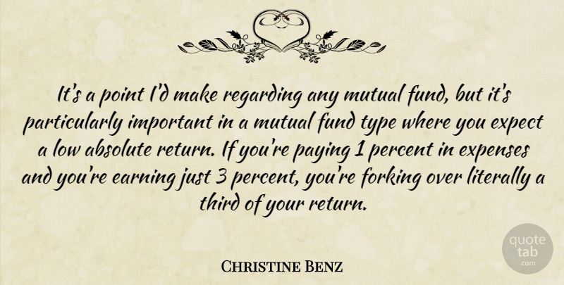 Christine Benz Quote About Absolute, Earning, Expect, Expenses, Fund: Its A Point Id Make...