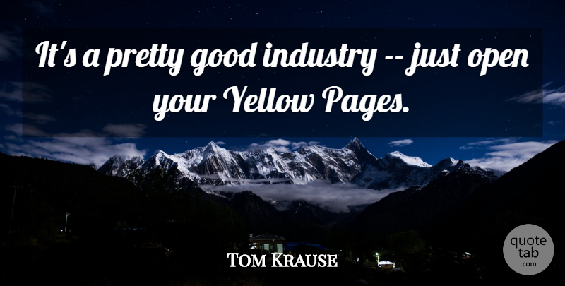 Tom Krause Quote About Good, Industry, Open, Yellow: Its A Pretty Good Industry...