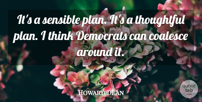 Howard Dean Quote About Democrats, Sensible, Thoughtful: Its A Sensible Plan Its...
