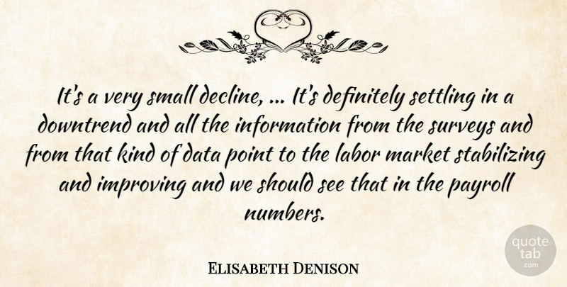 Elisabeth Denison Quote About Data, Definitely, Improving, Information, Labor: Its A Very Small Decline...