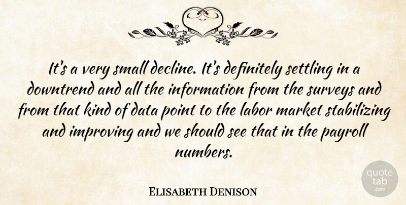 Elisabeth Denison Quote About Data, Definitely, Improving, Information, Labor: Its A Very Small Decline...