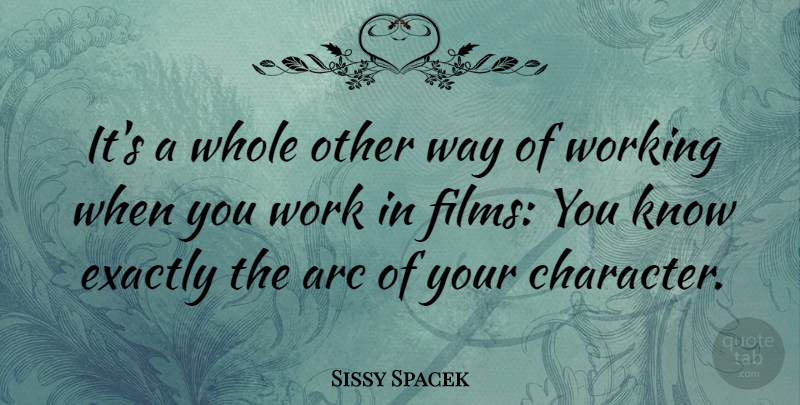 Sissy Spacek Quote About Character, Way, Film: Its A Whole Other Way...