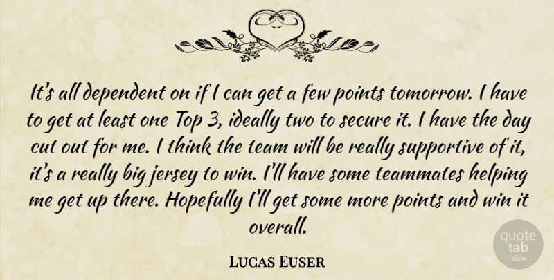 Lucas Euser Quote About Cut, Dependent, Few, Helping, Hopefully: Its All Dependent On If...