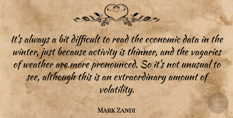 Mark Zandi Quote About Activity, Although, Amount, Bit, Data: Its Always A Bit Difficult...