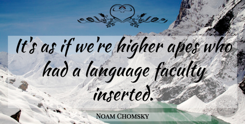 Noam Chomsky Quote About Apes, Language, Faculty: Its As If Were Higher...