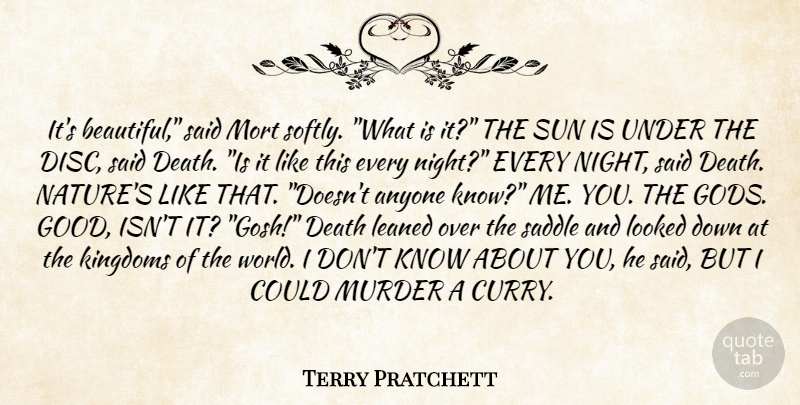 Terry Pratchett Quote About Beautiful, Night, World: Its Beautiful Said Mort Softly...