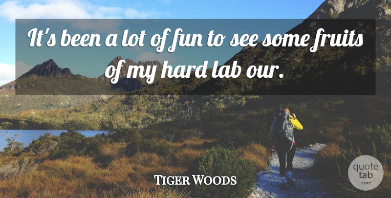 Tiger Woods Quote About Fruits, Fun, Hard, Lab: Its Been A Lot Of...