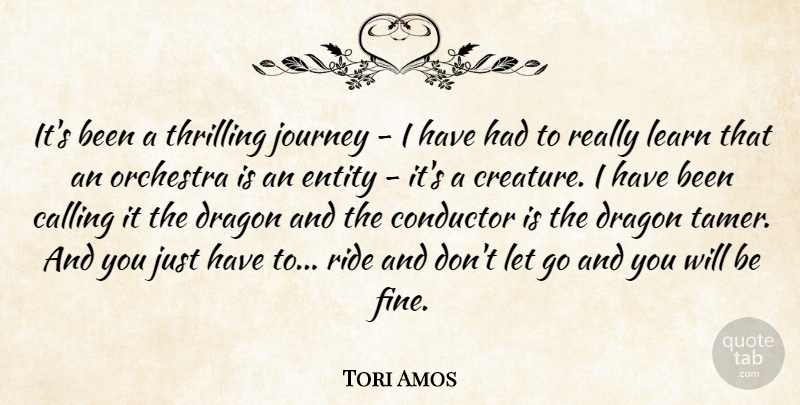 Tori Amos Quote About Letting Go, Journey, Dragons: Its Been A Thrilling Journey...
