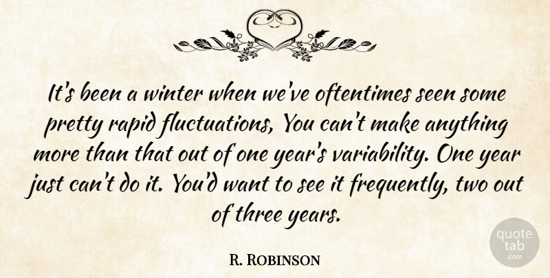 R. Robinson Quote About Oftentimes, Rapid, Seen, Three, Winter: Its Been A Winter When...