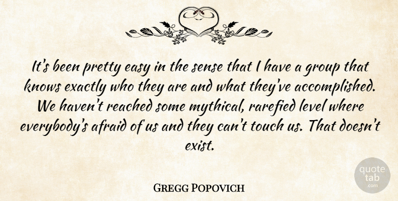 Gregg Popovich Quote About Afraid, Easy, Exactly, Group, Knows: Its Been Pretty Easy In...