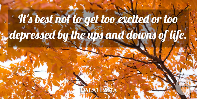 Dalai Lama Quote About Excited, Ups And Downs: Its Best Not To Get...