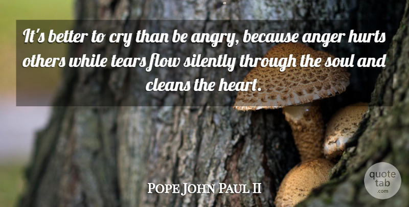 Pope John Paul II Quote About Religious, Hurt, Heart: Its Better To Cry Than...