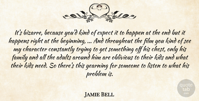 Jamie Bell Quote About Beginning, Character, Constantly, Expect, Family: Its Bizarre Because Youd Kind...
