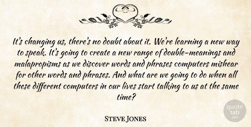 Steve Jones Quote About Changing, Computers, Create, Discover, Doubt: Its Changing Us Theres No...