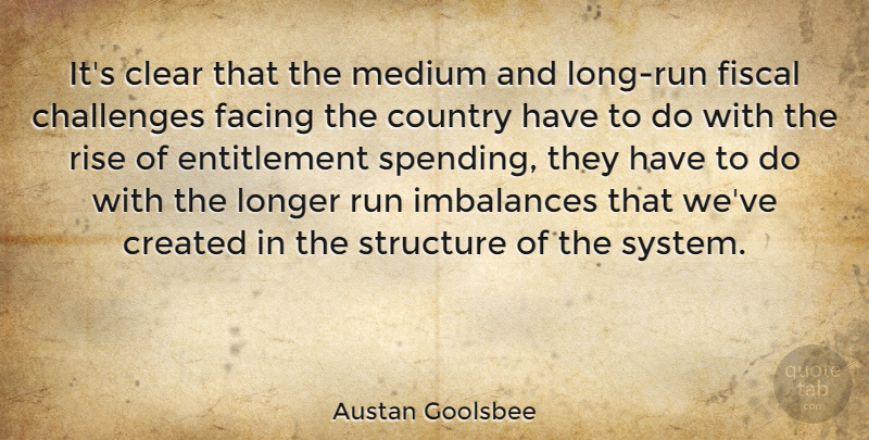 Austan Goolsbee Quote About Clear, Country, Created, Facing, Fiscal: Its Clear That The Medium...