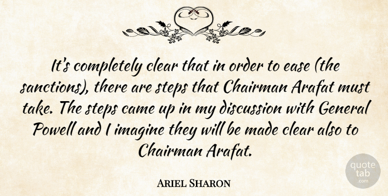 Ariel Sharon Quote About Arafat, Came, Chairman, Clear, Discussion: Its Completely Clear That In...