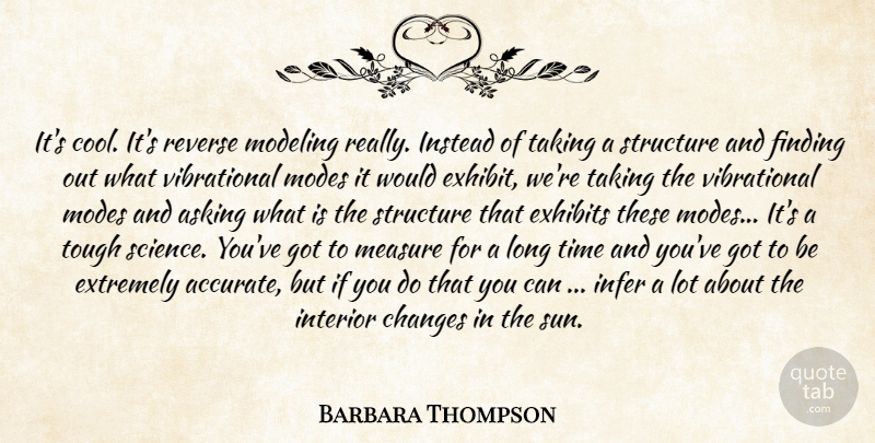 Barbara Thompson Quote About Asking, Changes, Extremely, Finding, Infer: Its Cool Its Reverse Modeling...