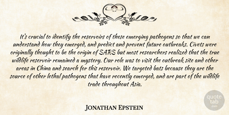 Jonathan Epstein Quote About Areas, Bats, China, Crucial, Emerging: Its Crucial To Identify The...