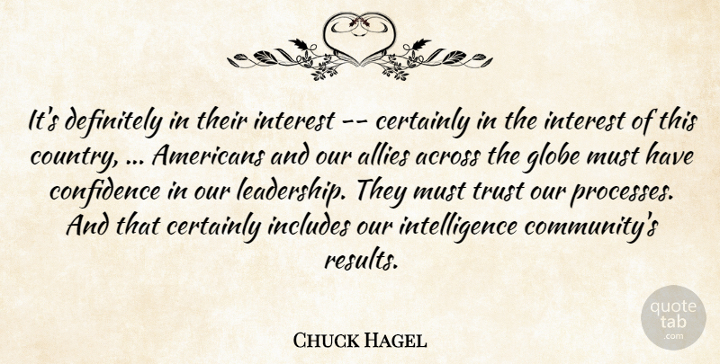 Chuck Hagel Quote About Across, Allies, Certainly, Confidence, Definitely: Its Definitely In Their Interest...