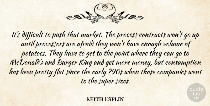 Keith Esplin Quote About Afraid, Burger, Companies, Contracts, Difficult: Its Difficult To Push That...