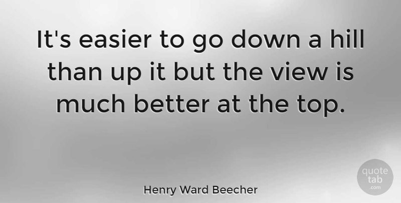 Henry Ward Beecher Quote About Motivational, Graduation, Perseverance: Its Easier To Go Down...