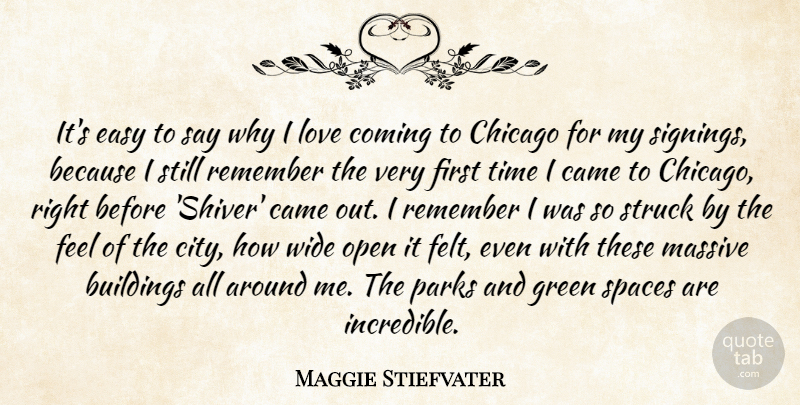 Maggie Stiefvater Quote About Buildings, Came, Chicago, Coming, Easy: Its Easy To Say Why...